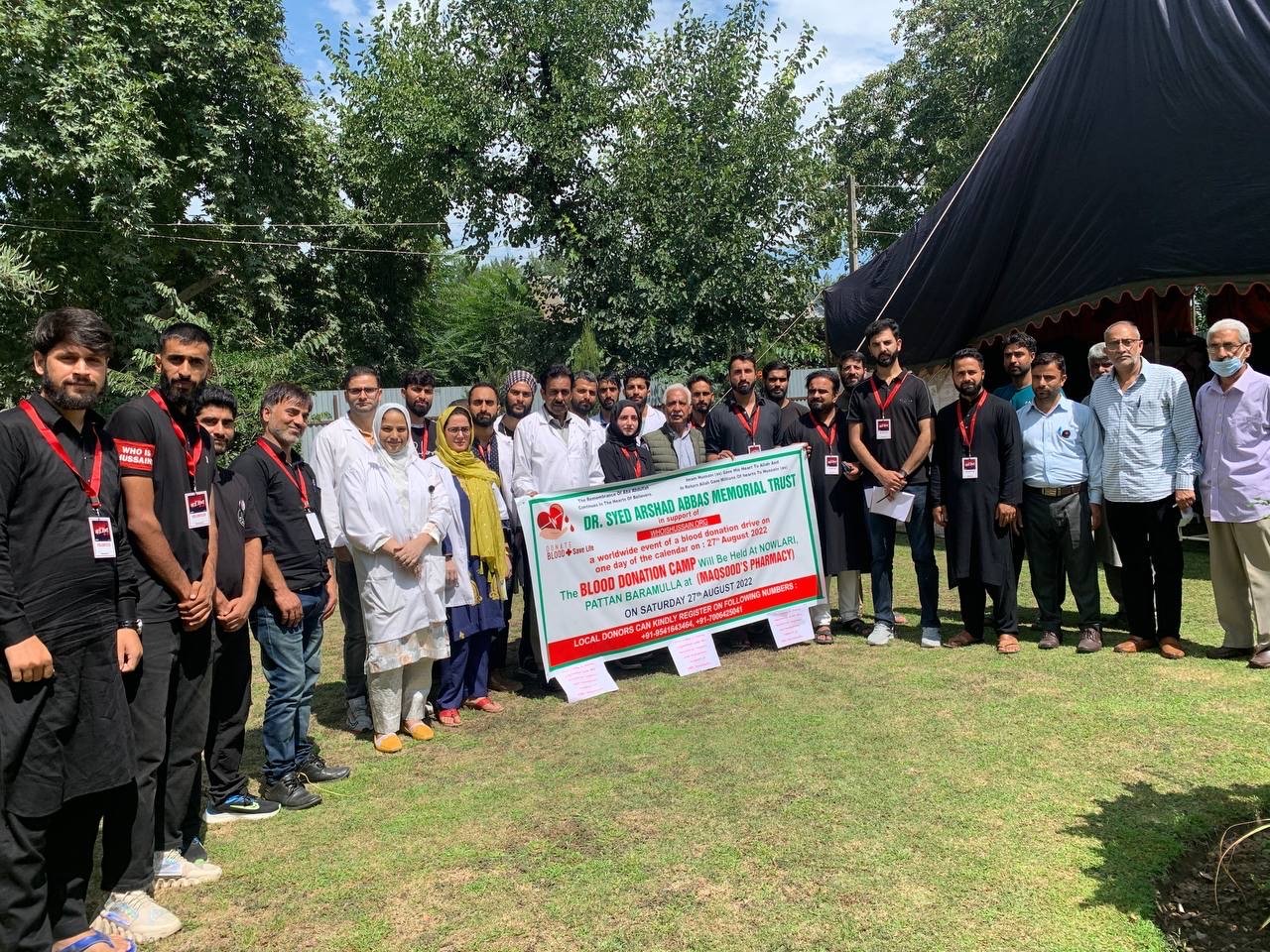 Dr Syed Arshad Abbas Memorial Trust in support of who is hussain for world wide Blood donation drive
